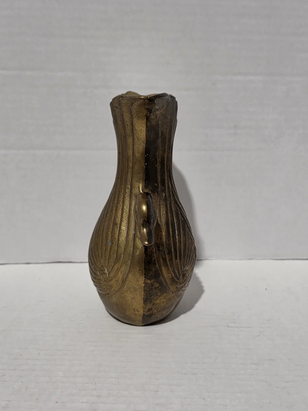 Solid Brass Art Deco Sculpture Vase with A Double Swan Design and Unique Patina